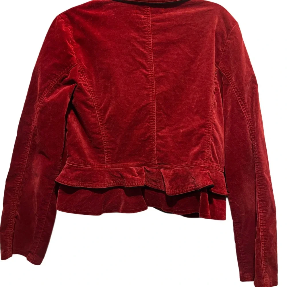 90s peplum velvet blazer size L Merlot - Picture 2 of 7